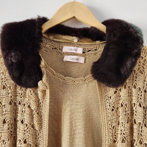 Laurel twin set rabbit fur collar - Picture 2 of 15